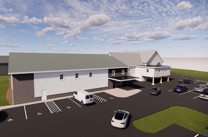 Exterior rendering of the proposed building addition