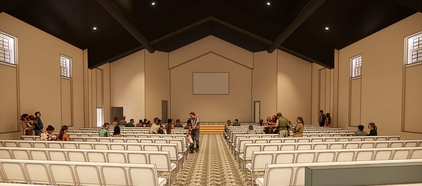 Wide rendering of the proposed sanctuary seating